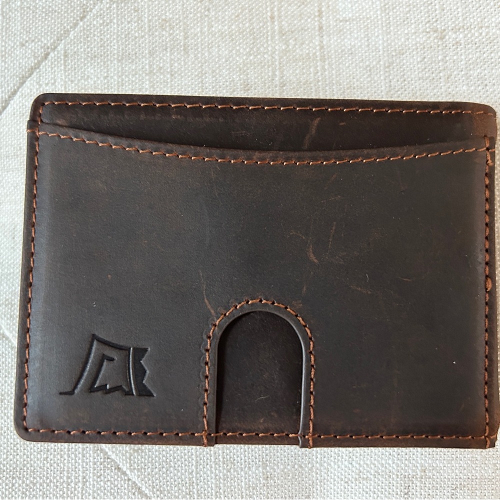 Dark Brown Leather Money Clip - Picture 2 of 4